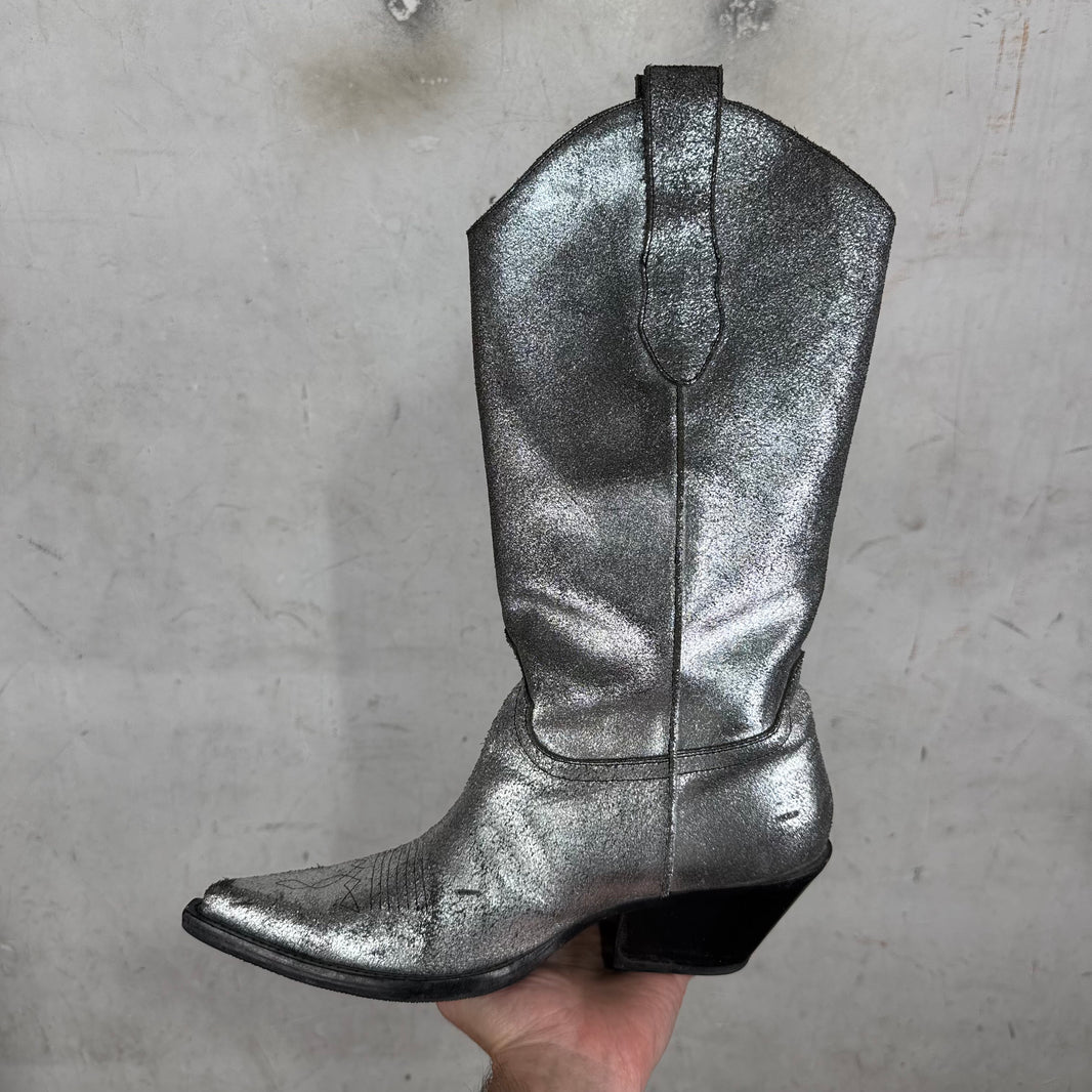 Margiela Cracked Silver Western Boots