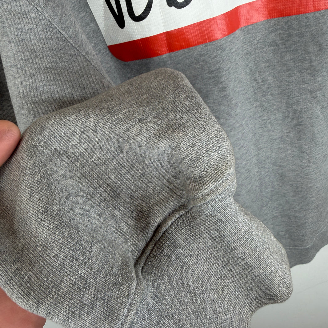 VETEMENTS Gray Name Tag Zip Up Hoodie