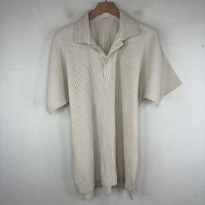 Issey Miyake Plisse Eggshell Polo