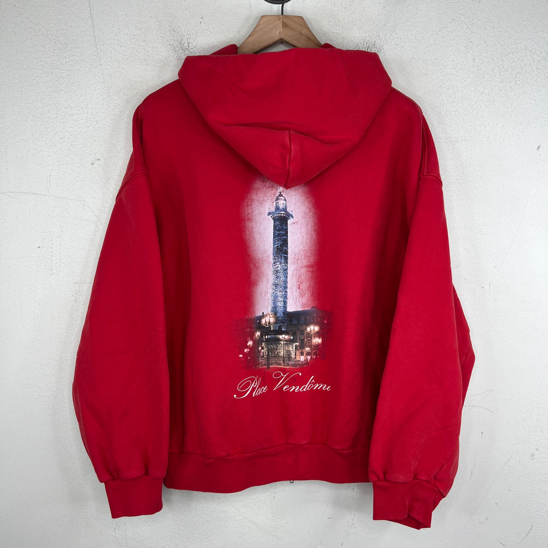 Balenciaga Sample Red Vogue Zip Up Hoodie