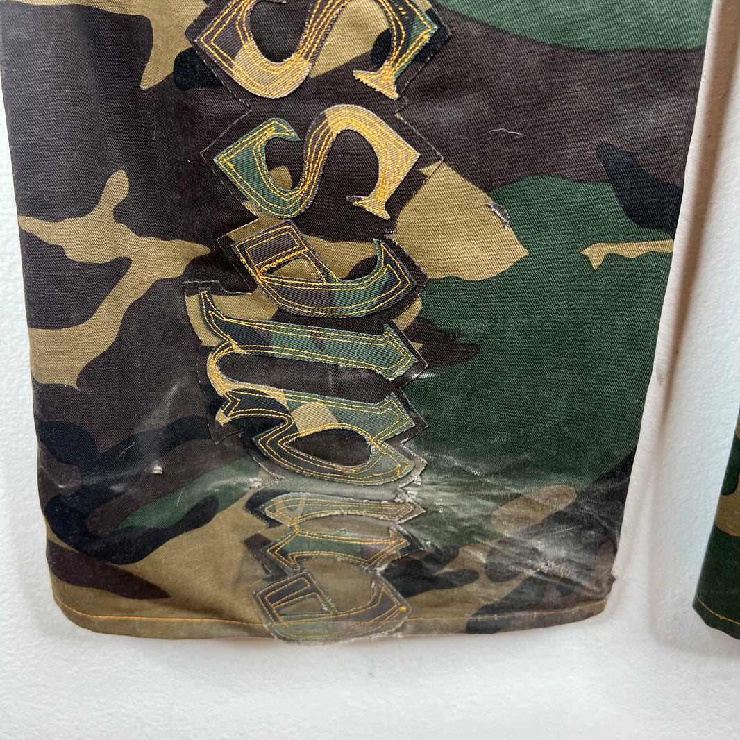 Endless Denim Camo Spellout Trousers