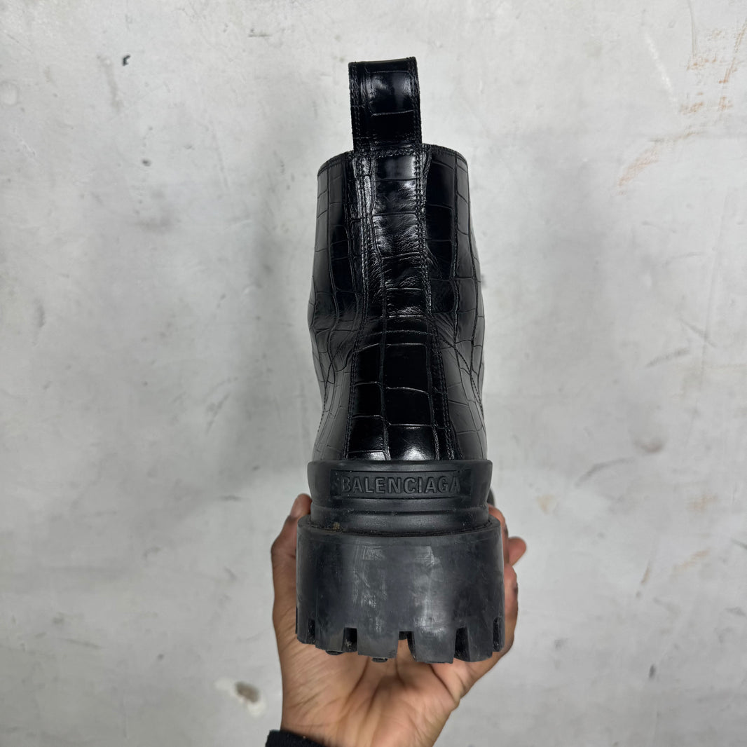 Balenciaga Croc Leather Strike Boots