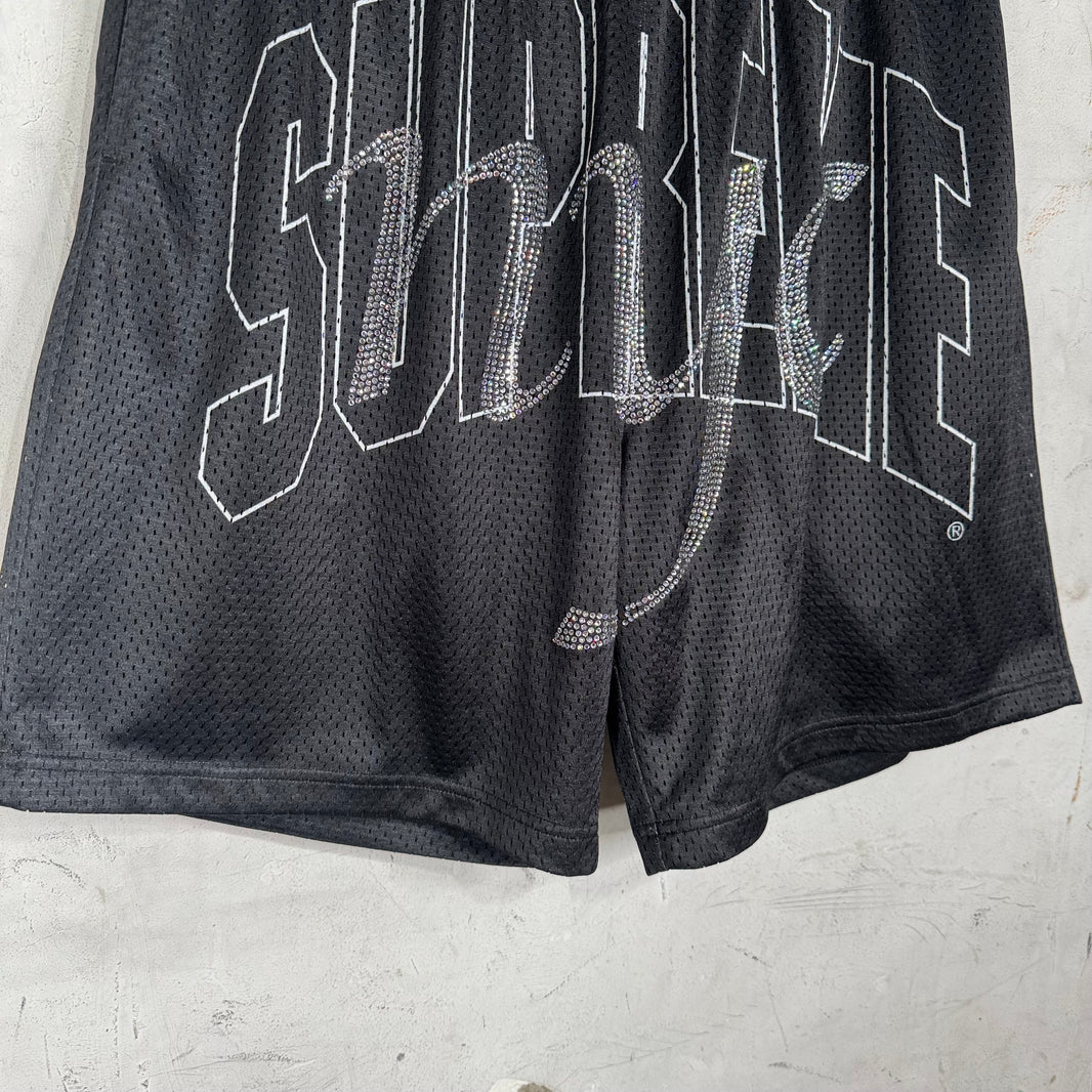 Supreme Rhinestone Script Mesh Shorts