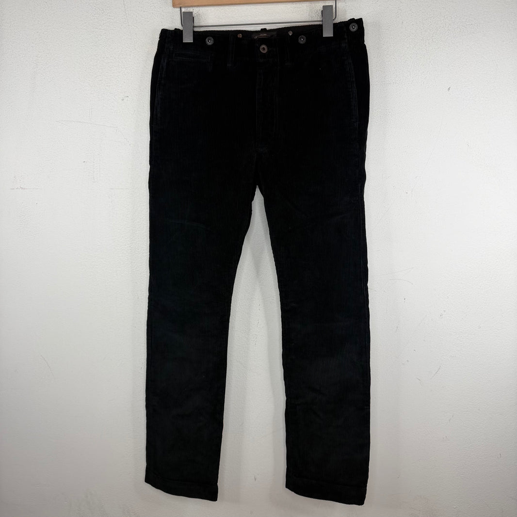 RRL Black Corduroy Straight Trousers