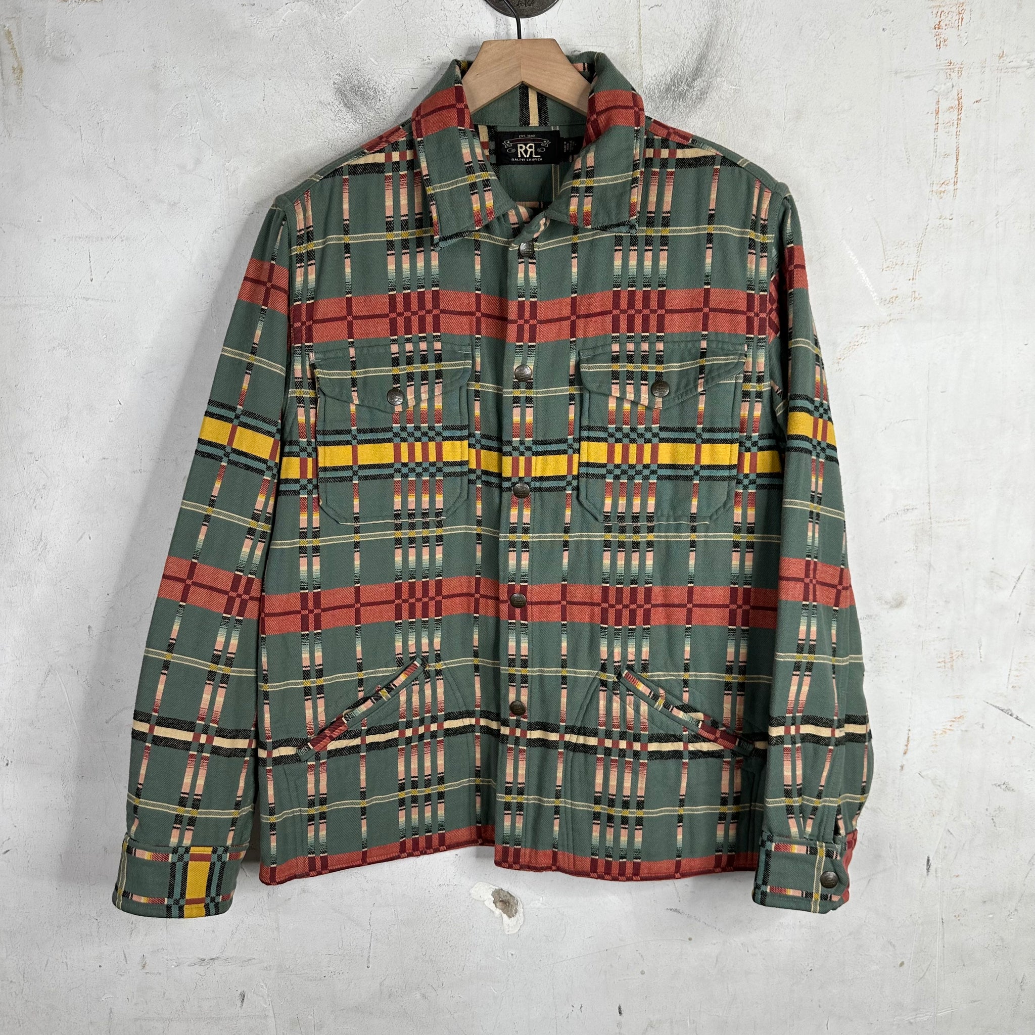 RRL Green Patterned Flannel