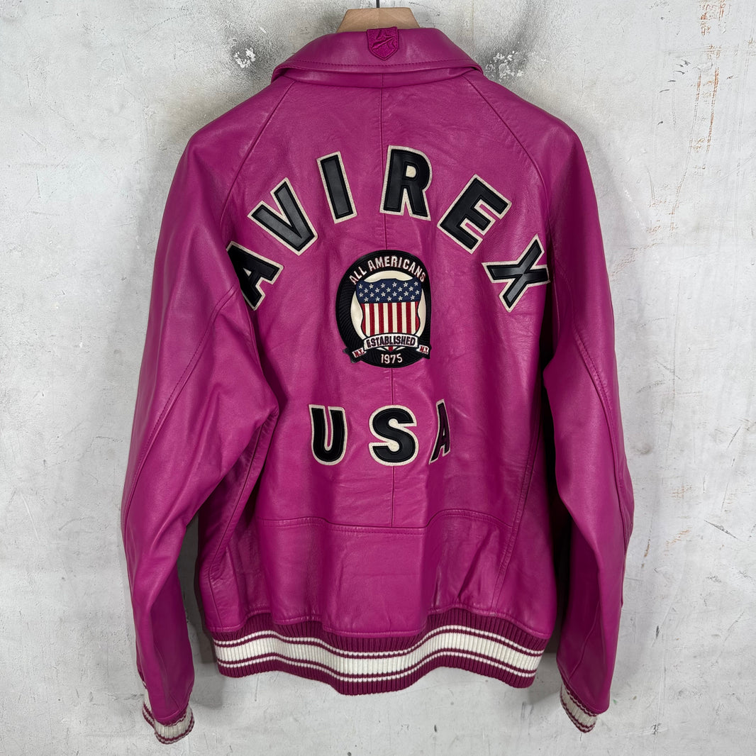Avirex Pink Crest Leather Jacket