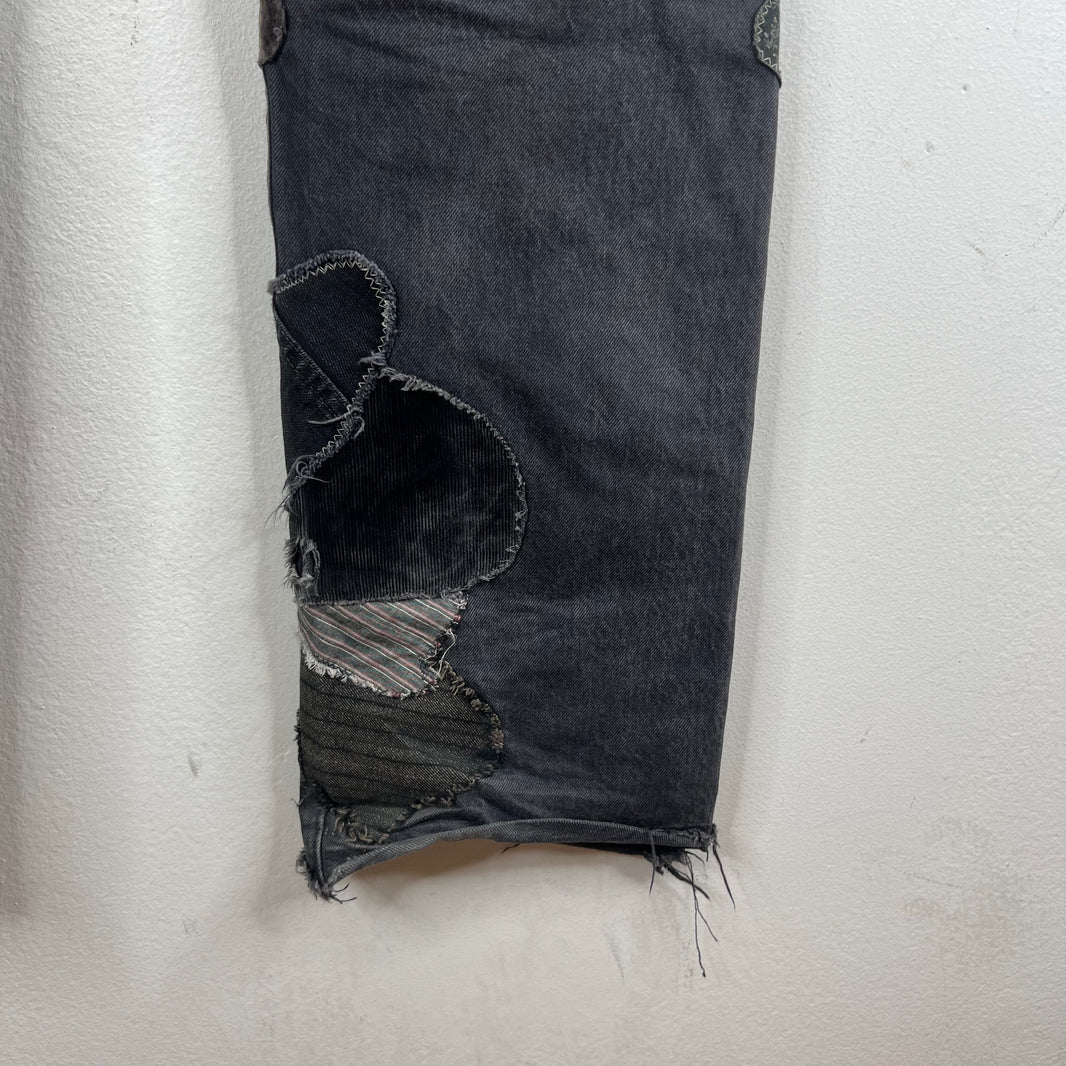 Kapital Black Patchwork Straight Denim Jeans