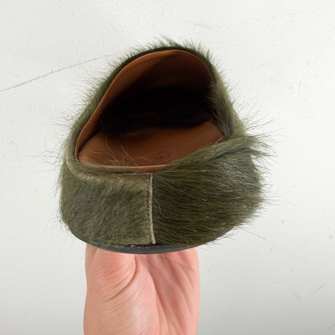 Marni Green Fuzzbit Mules