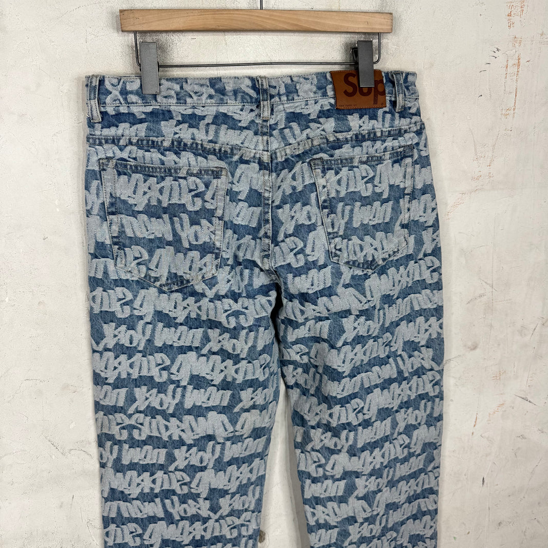 Supreme Jacquard Fat Tip Logo Jeans
