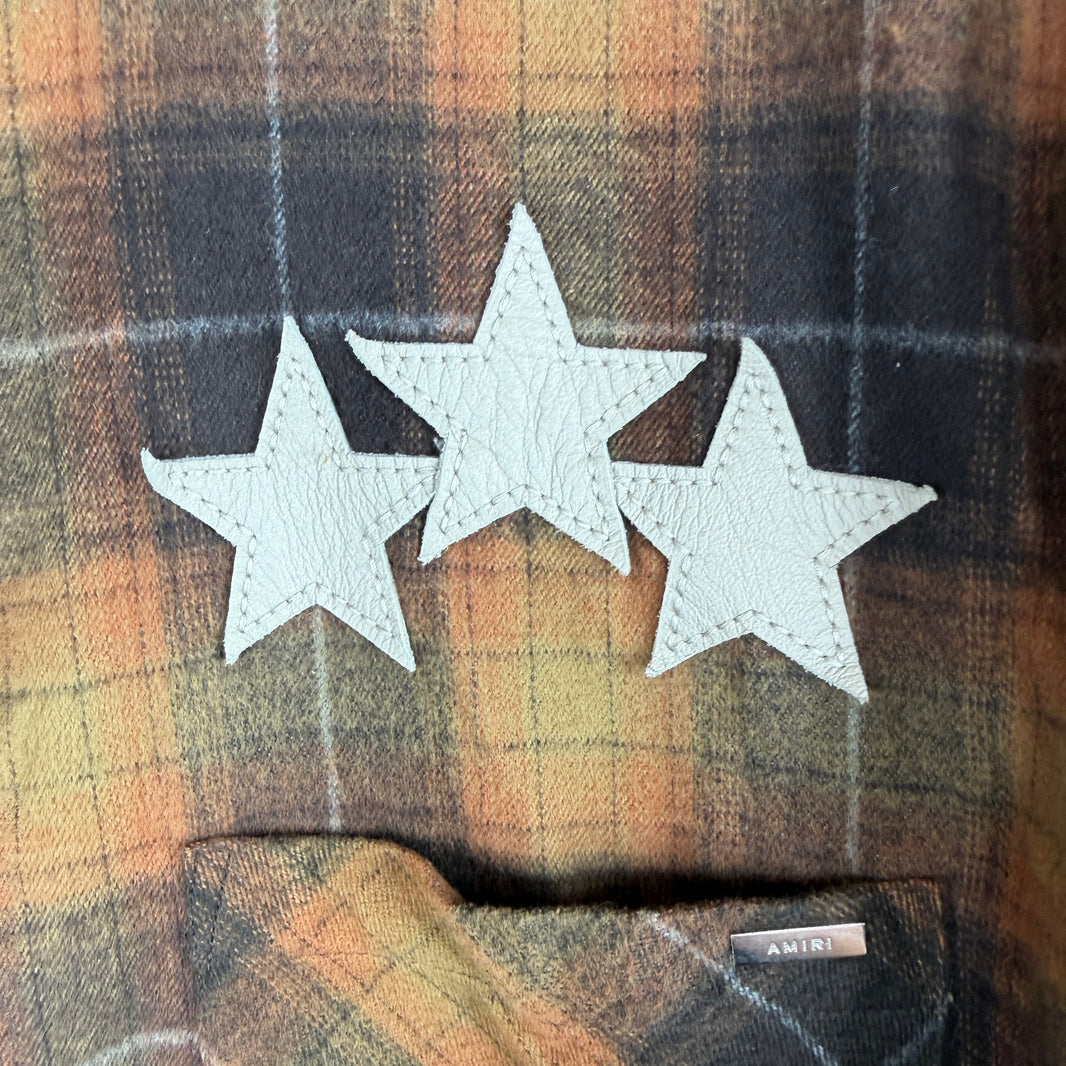 Amiri Brown 21 Star Patch Flannel
