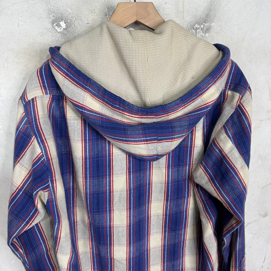 Greg Lauren Frayed Hooded Flannel
