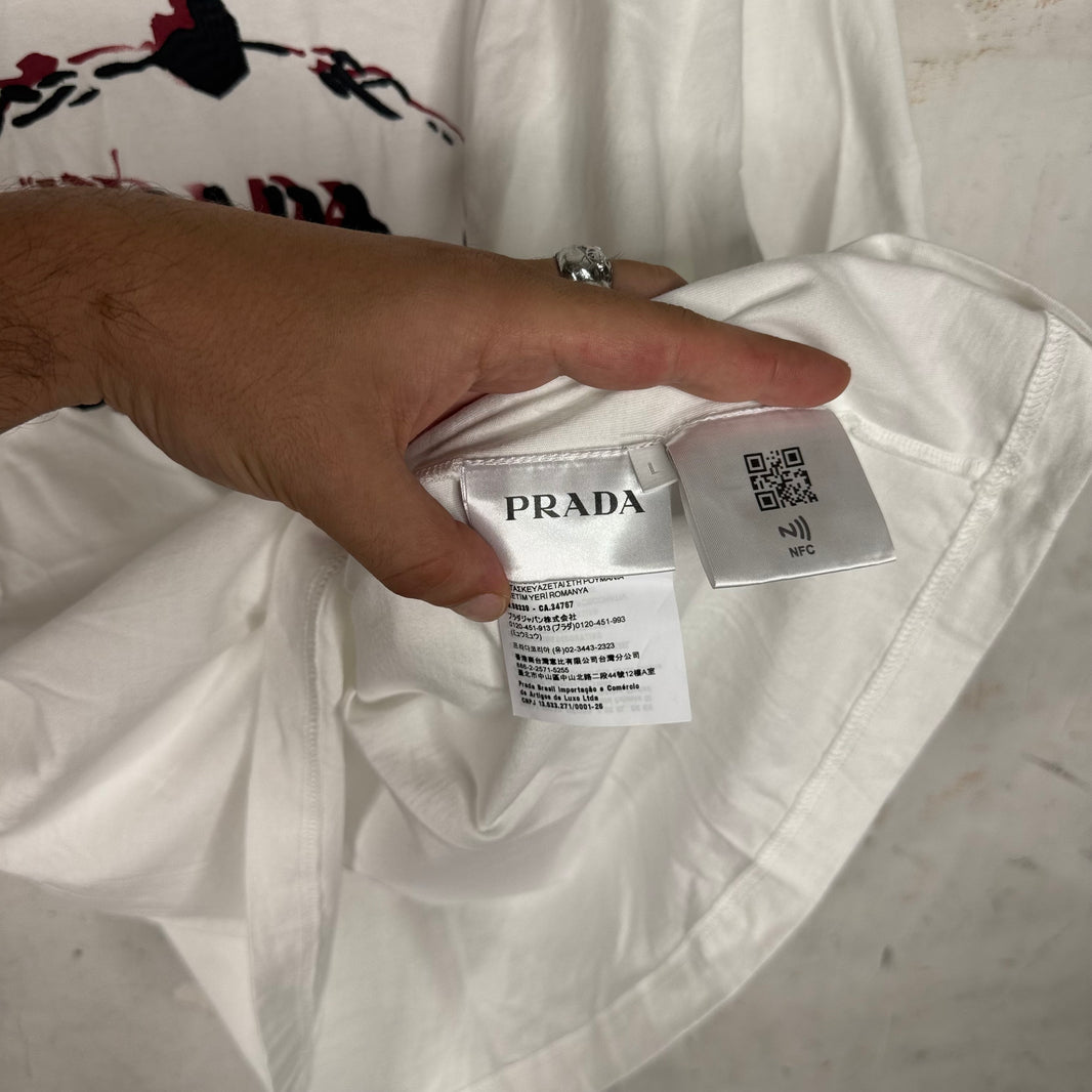 Prada Stencil Embroidered Logo T-Shirt