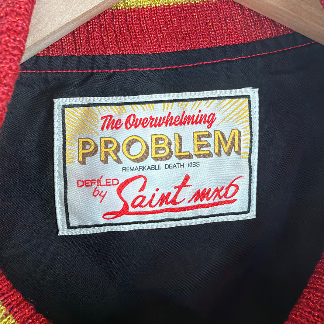 Saint Michael Red Satin Bomber Jacket
