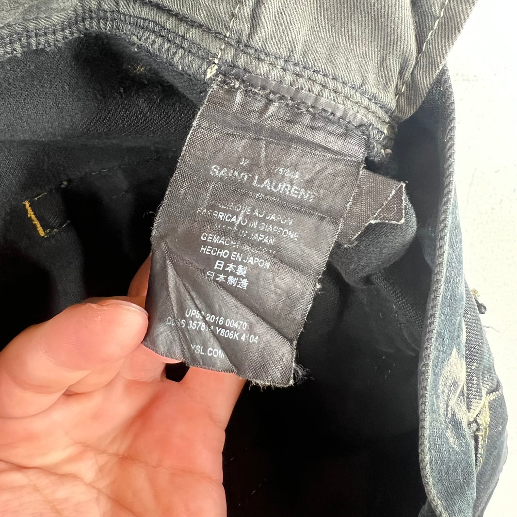 Saint Laurent D02 Black Oil Spill Jeans
