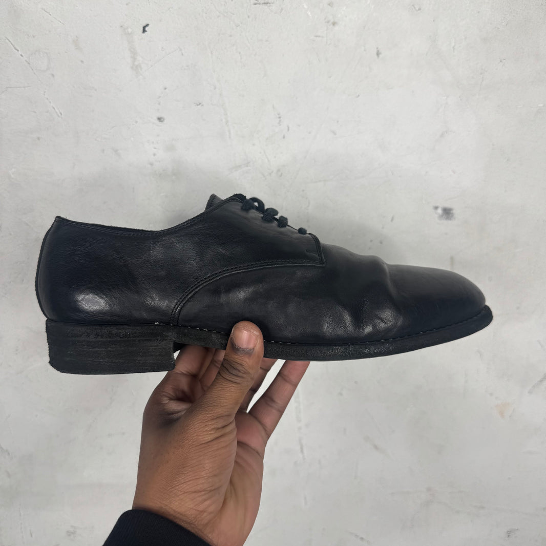 Guidi Black Leather Laced Derbies