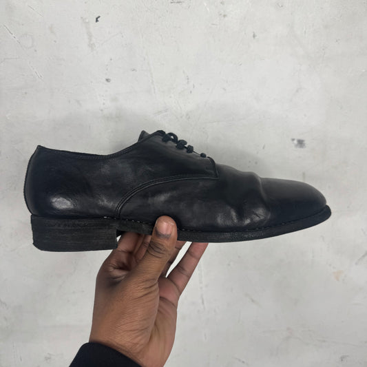 Guidi Black Leather Laced Derbies