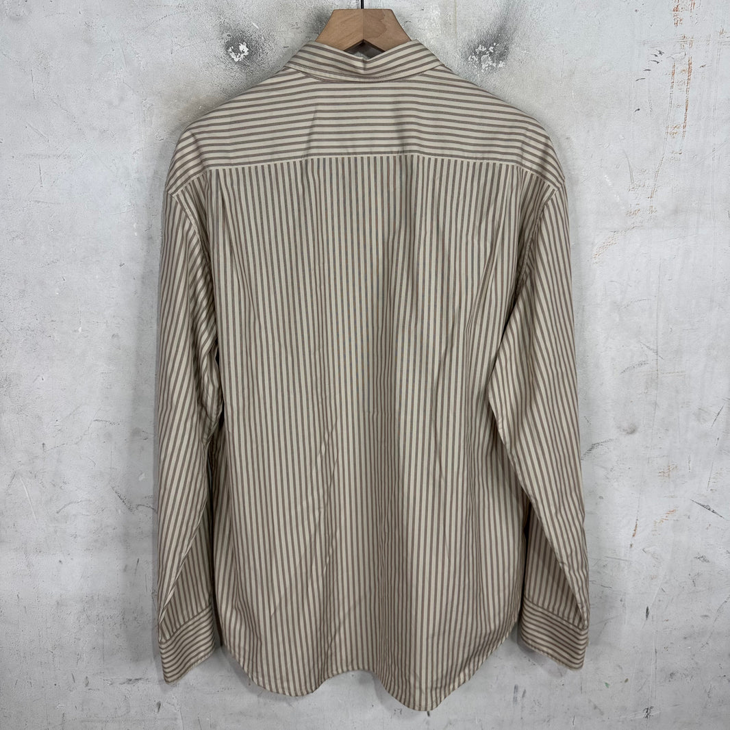 The Row Tan Striped Button Up