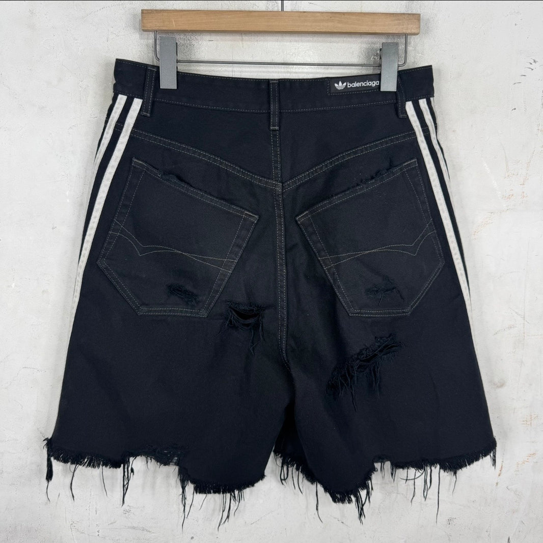 Balenciaga x Adidas Distressed Striped Shorts
