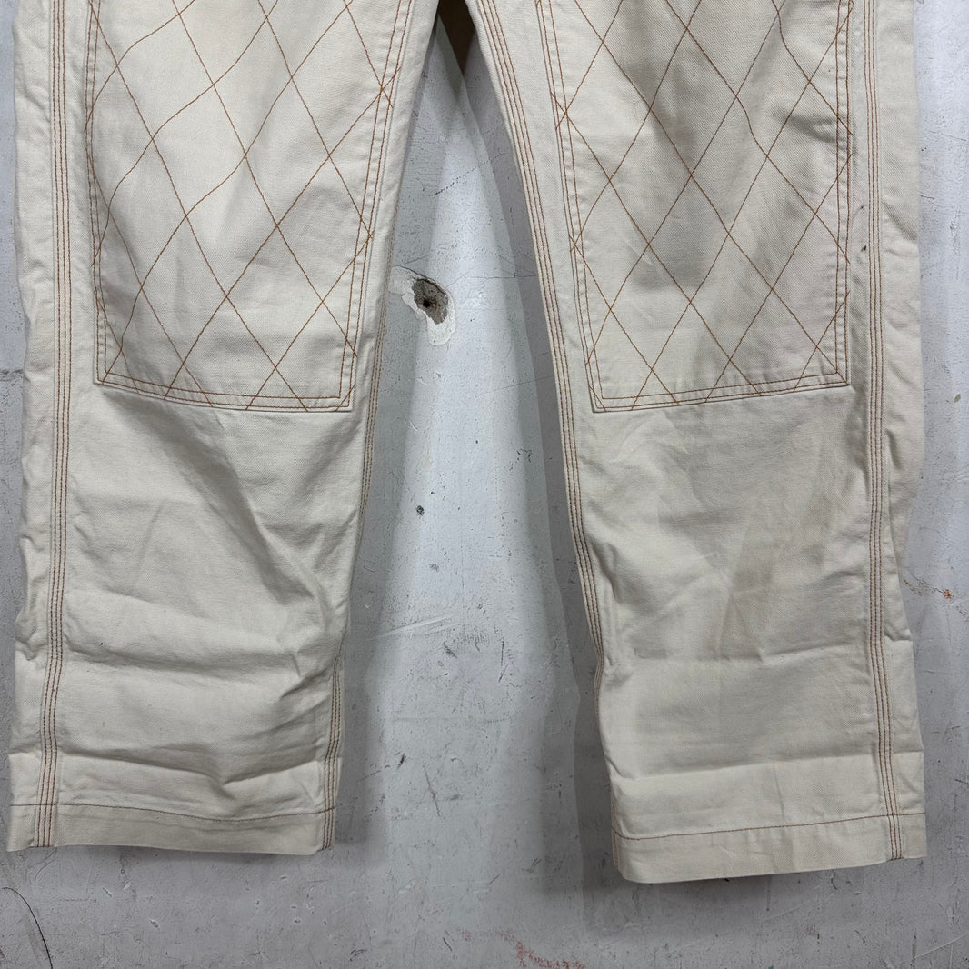 Kapital Beige Contrast Stitched Carpenter Pants