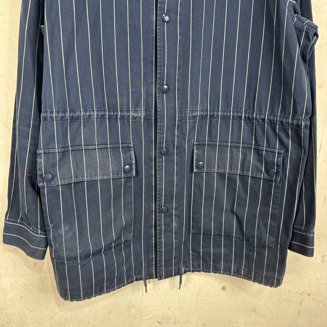 Supreme Navy Kings Logo Pinstripe Coat