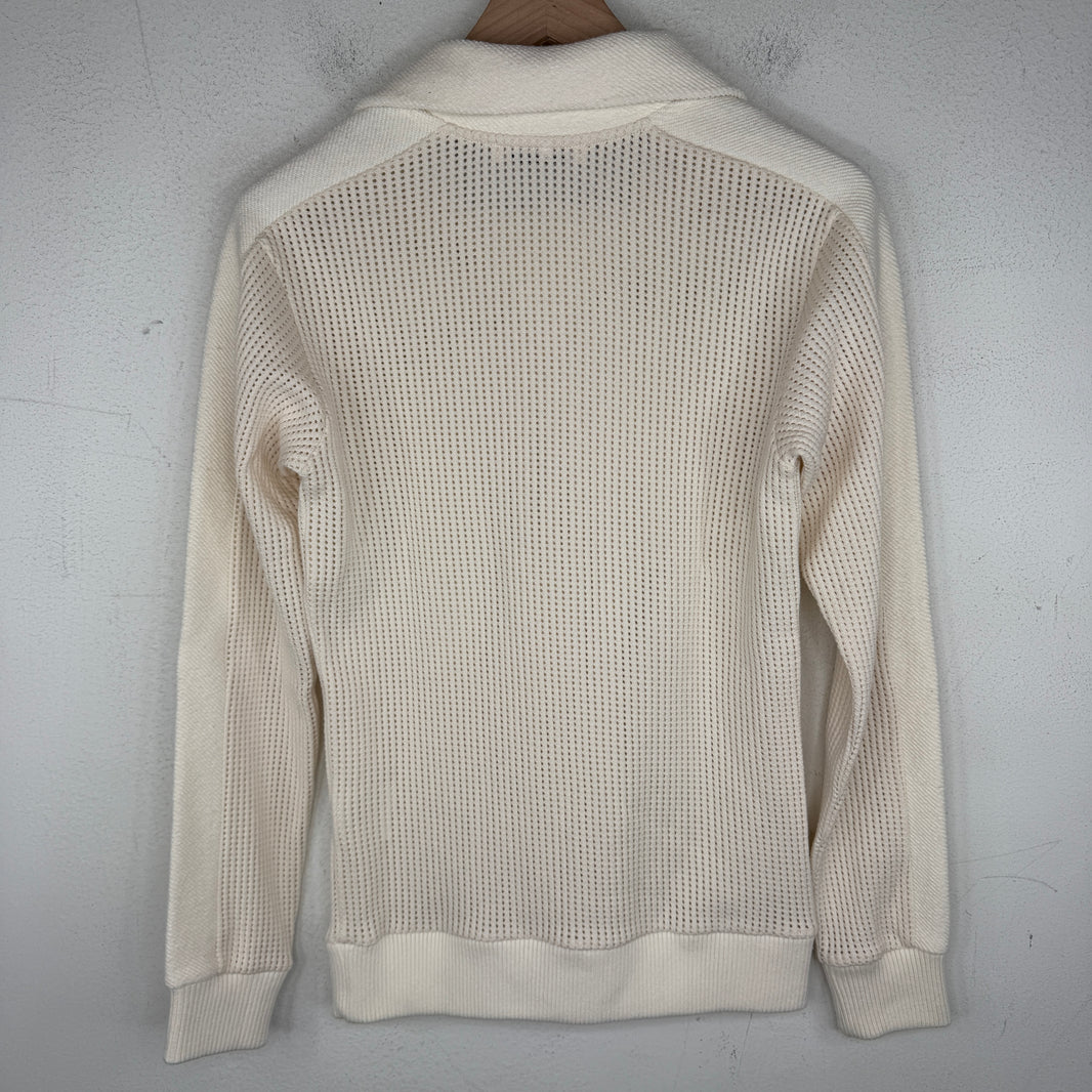Wales Bonner Cream Open Knit Longsleeve Polo T-Shirt