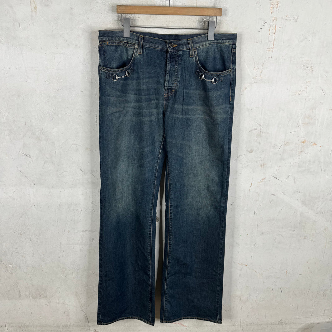 Gucci Washed Blue Horsebit Jeans