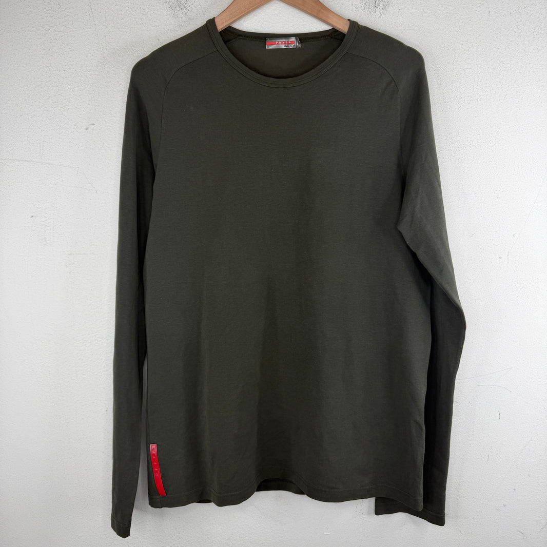 Prada Linea Rossa Back Pocket Olive LS shirt