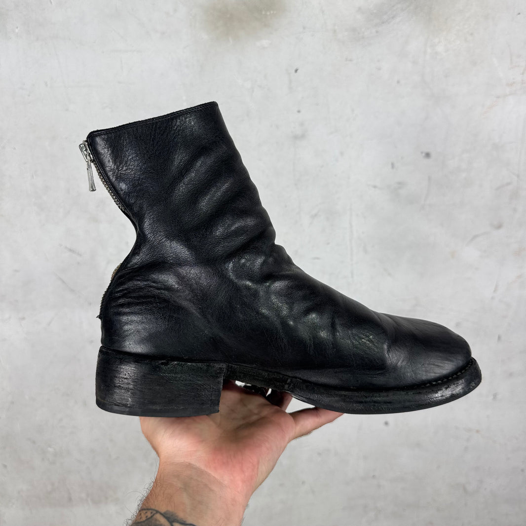 Guidi Black Leather Back Zip Boots