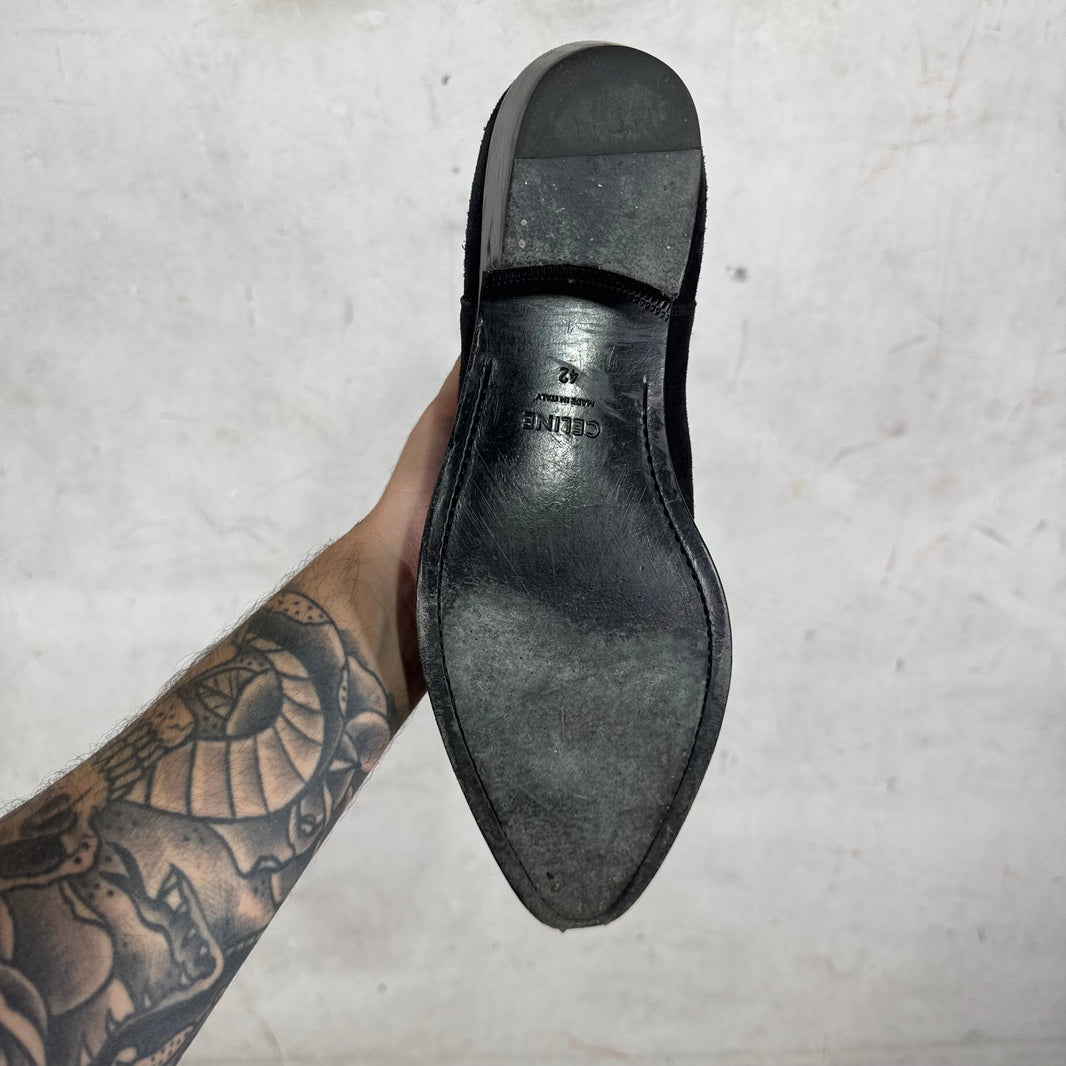 Celine Black Suede Chelsea Boots