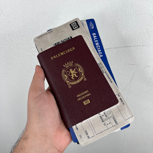 Balenciaga Red Two Ticket Passport Long Wallet