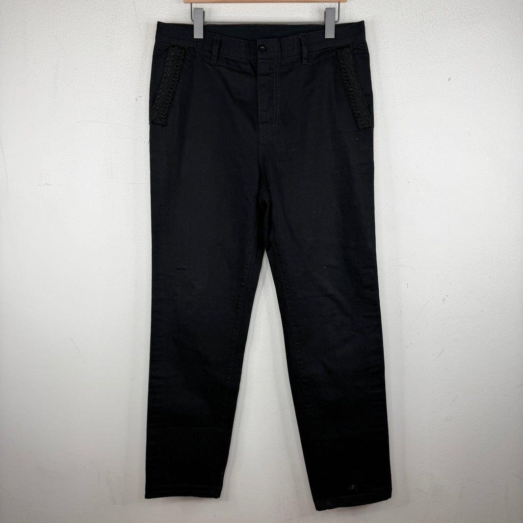Sacai Black Pocket Lace Trim Denim Jeans