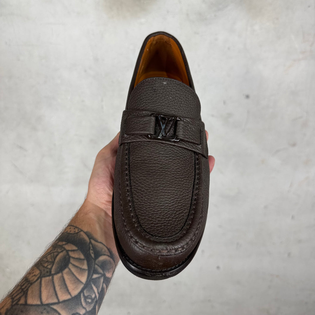 Louis Vuitton Brown Leather Buckled Loafers