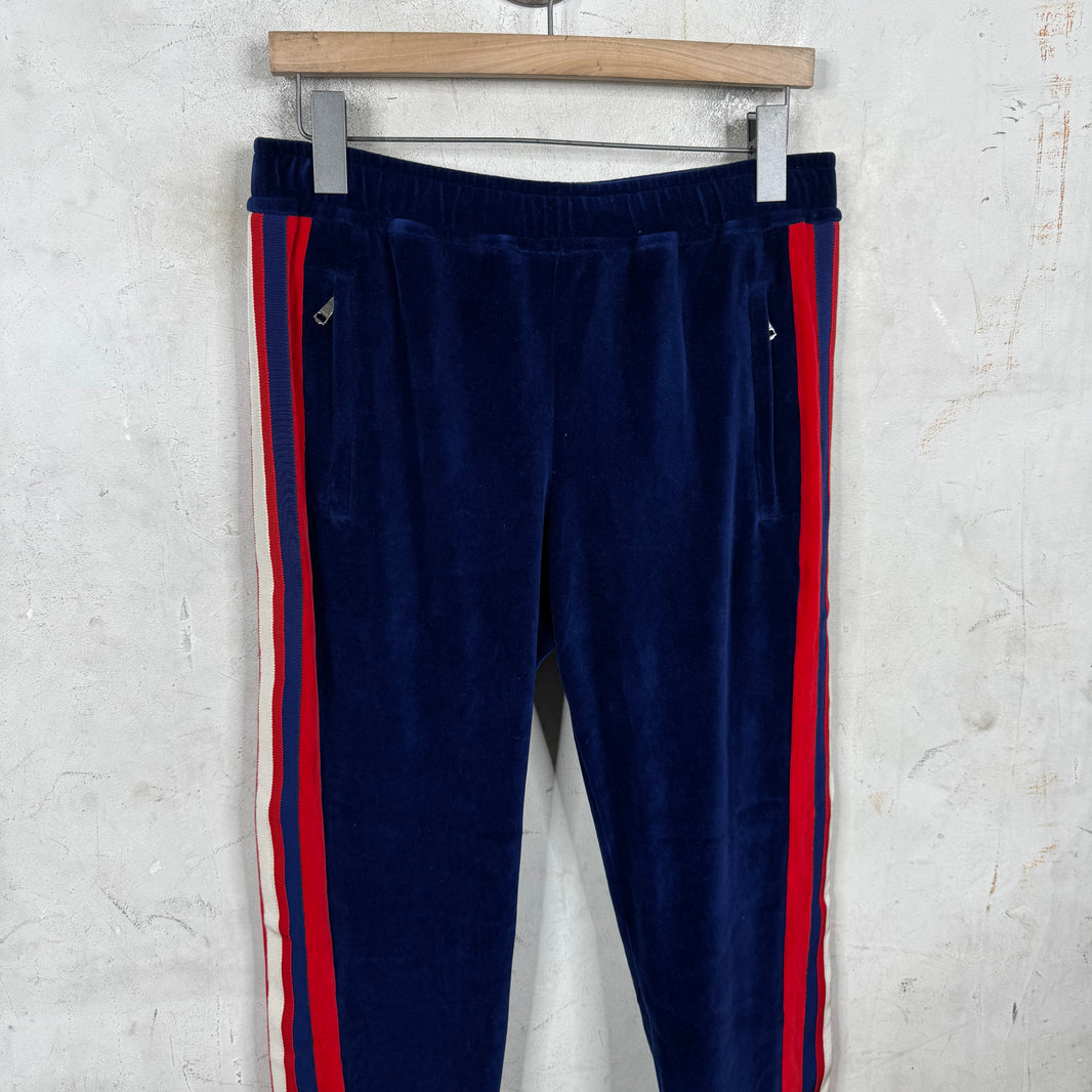 Gucci Blue Velvet Track Pants