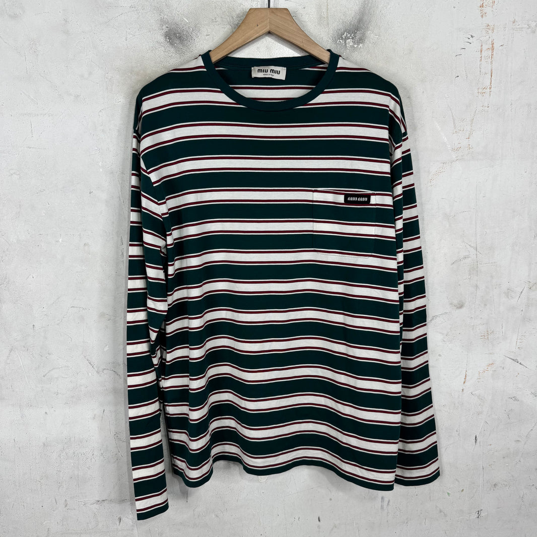 Miu Miu Striped L/S Pocket T-Shirt