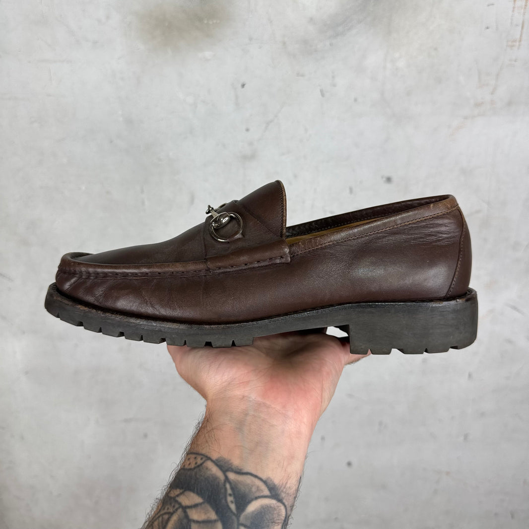 Gucci Brown Horsebit Lug Loafer
