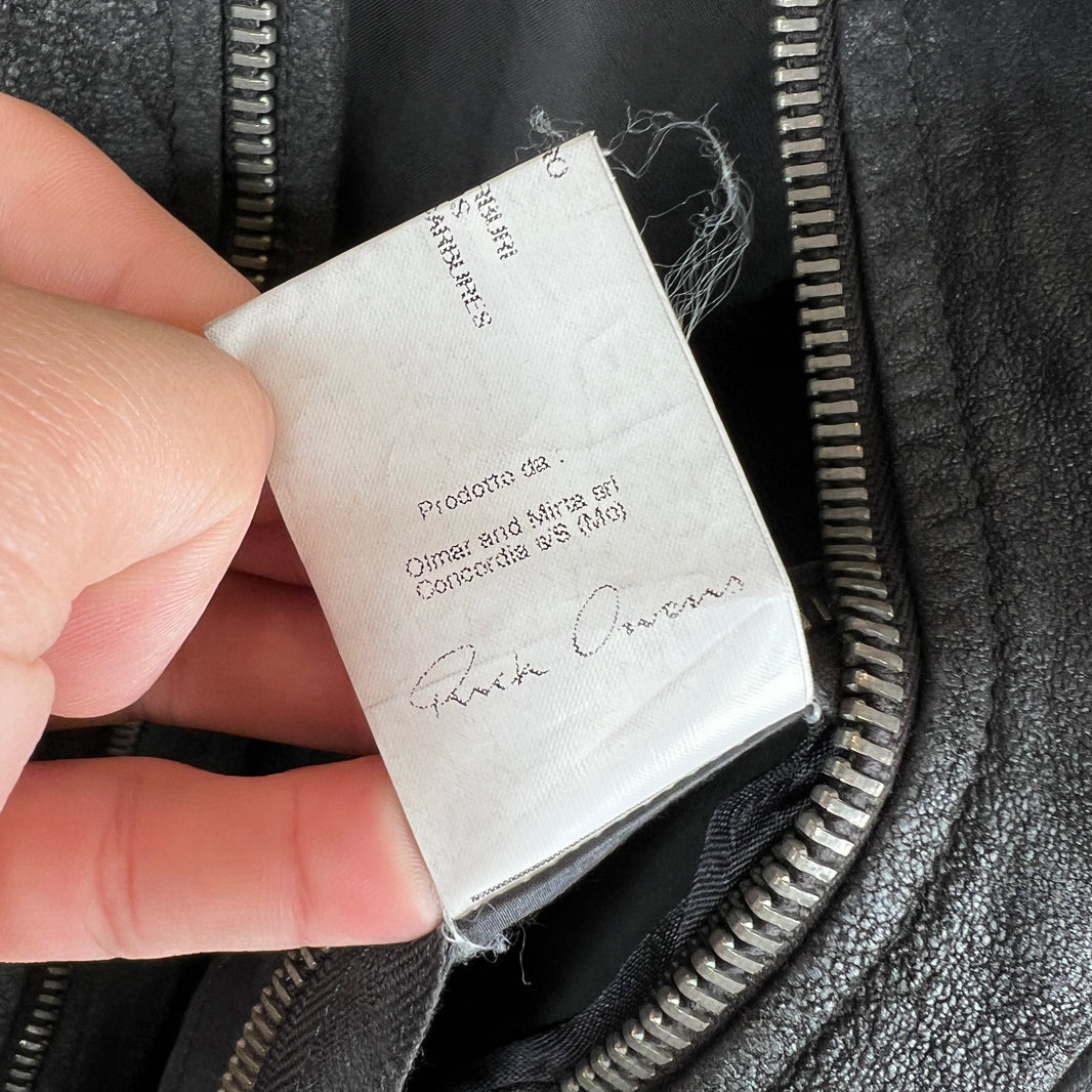Rick Owens Gray Blistered Leather Biker Jacket