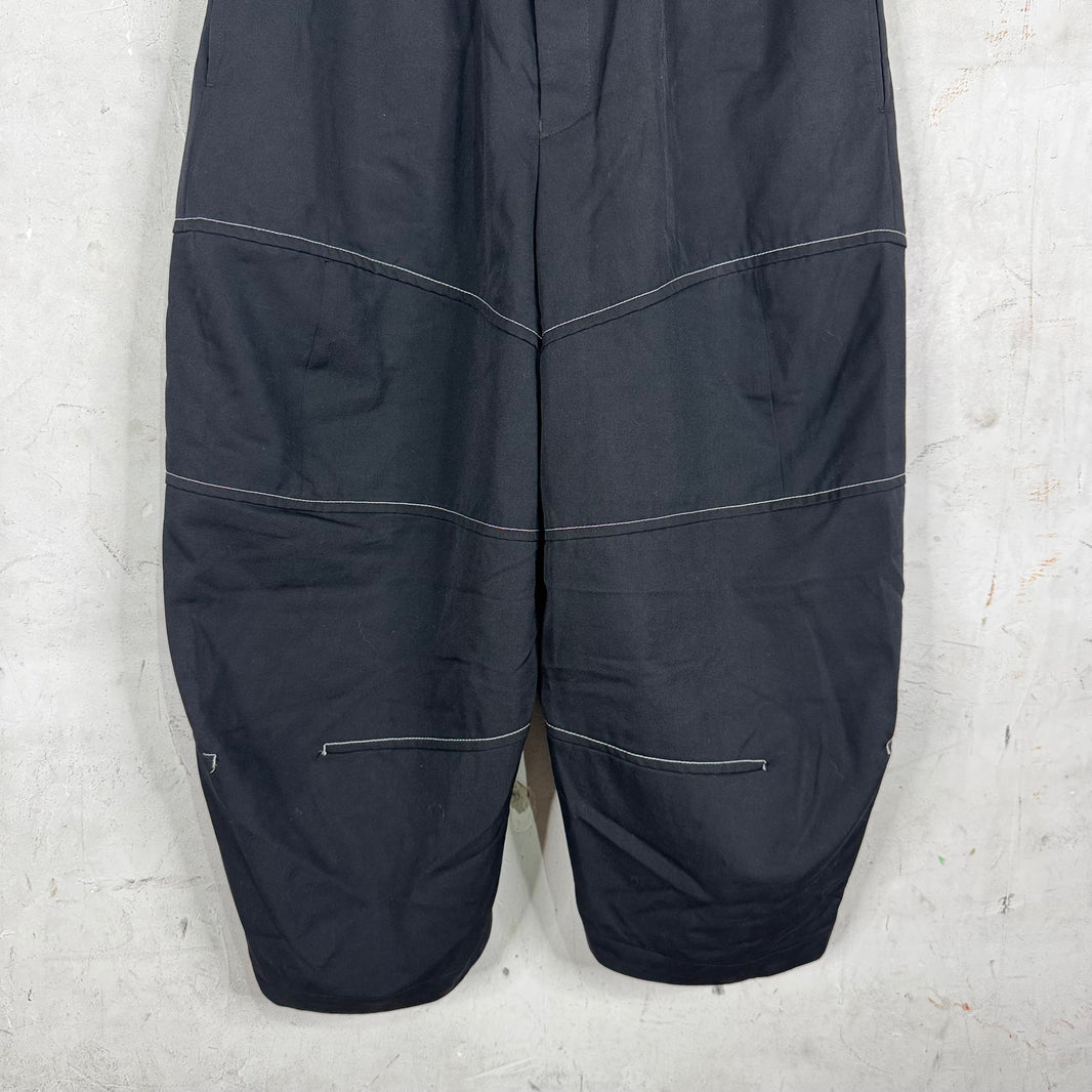 CDG Black Contrast Stitch Ballon Tapered Shorts