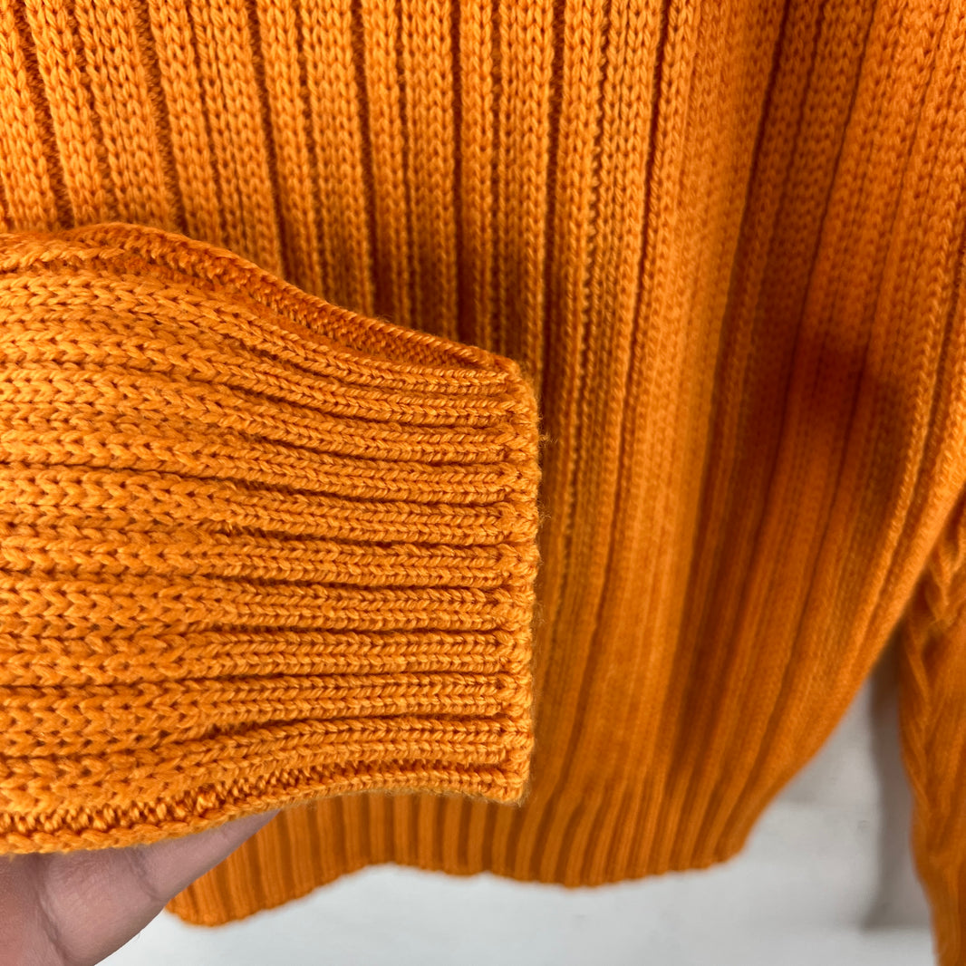 Prada Orange Button Up Diamond Knit Cardigan