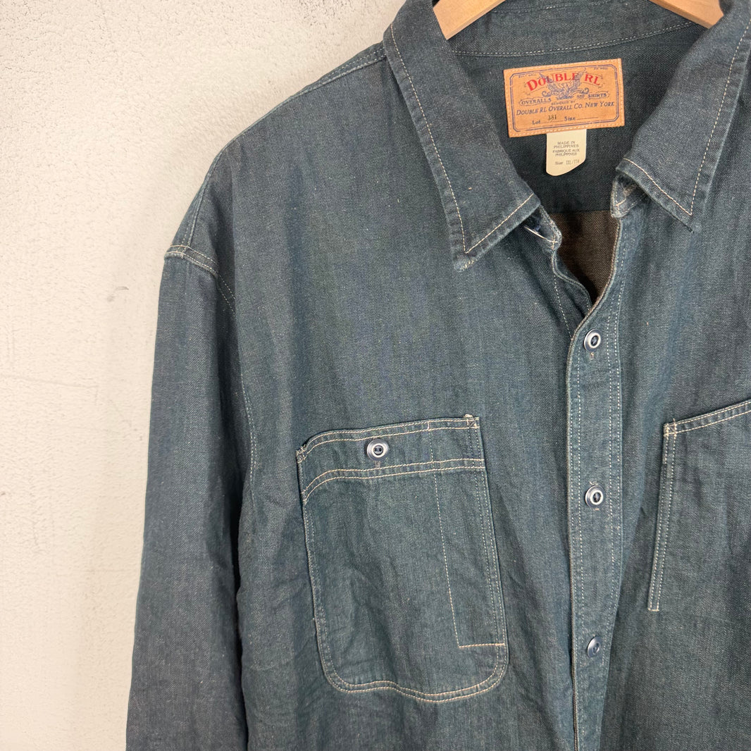RRL Upside Down Pocket Denim Button Up LS Over Shirt