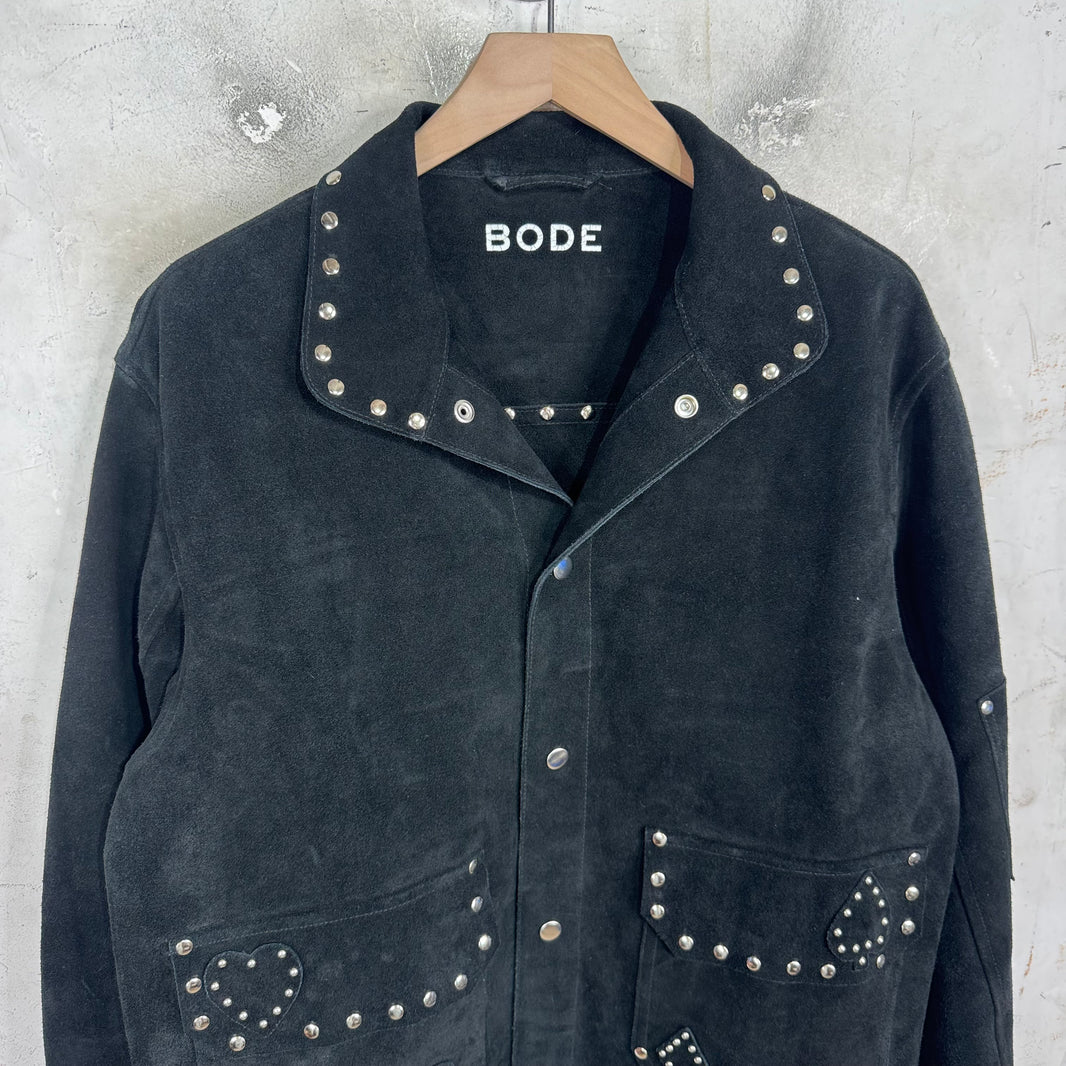 Bode Suede Studded Cards Western Jacket