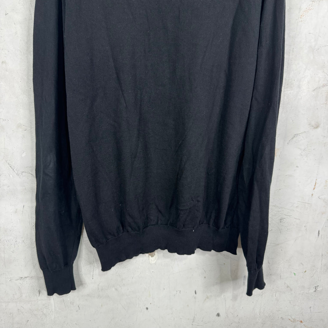 Prada Black Cotton Knit Rugby Sweater