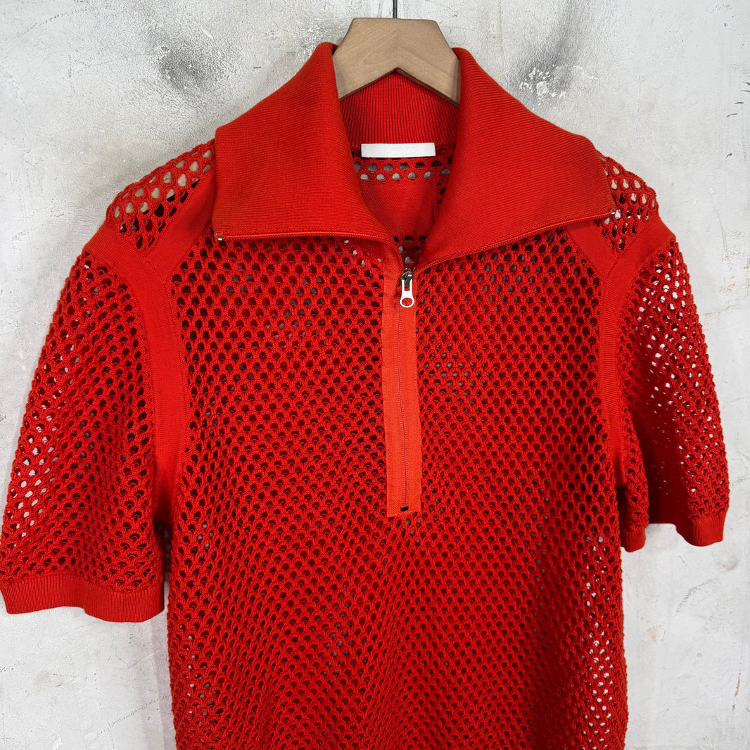 Helmut Lang Fishnet 1/4 Zip Knit