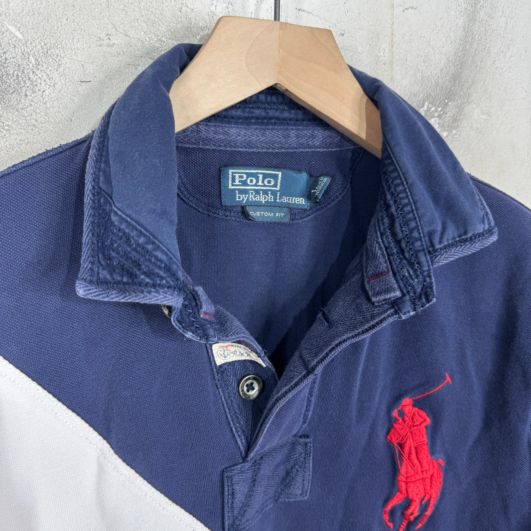 Ralph Lauren Navy Red Big Pony Diagnal Stripe Polo