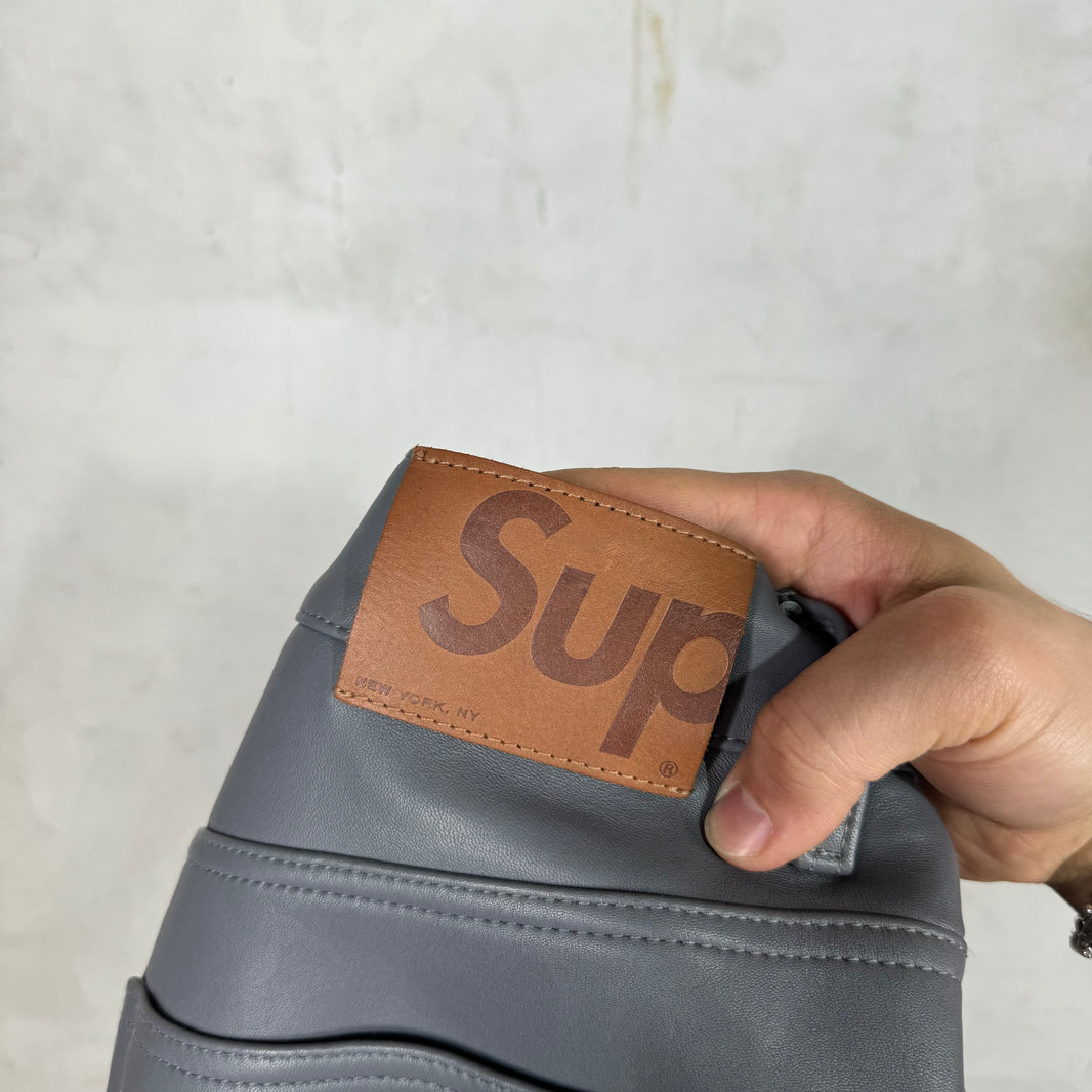 Supreme Grey Leather Pants