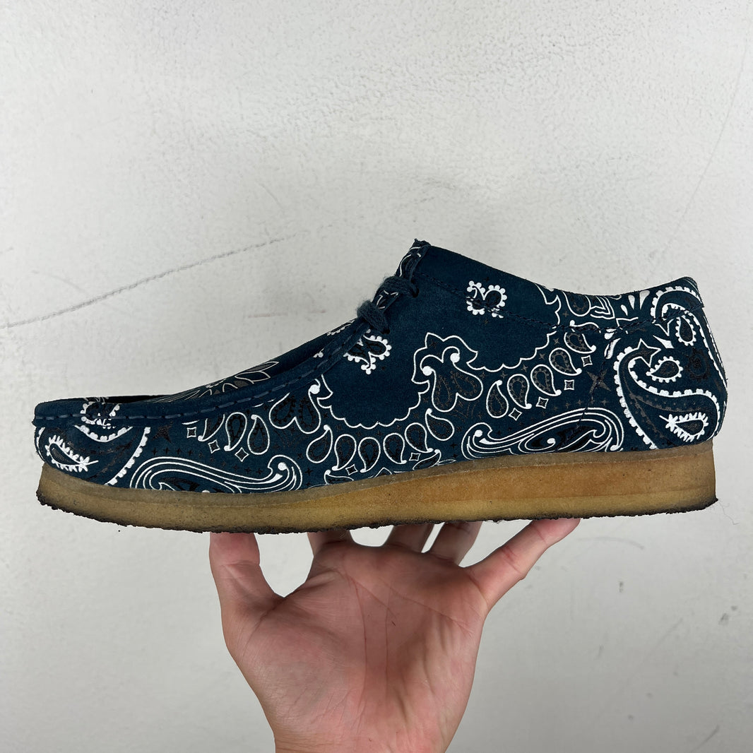 Supreme Clarks Navy Paisley Wallabee Ankle Boots