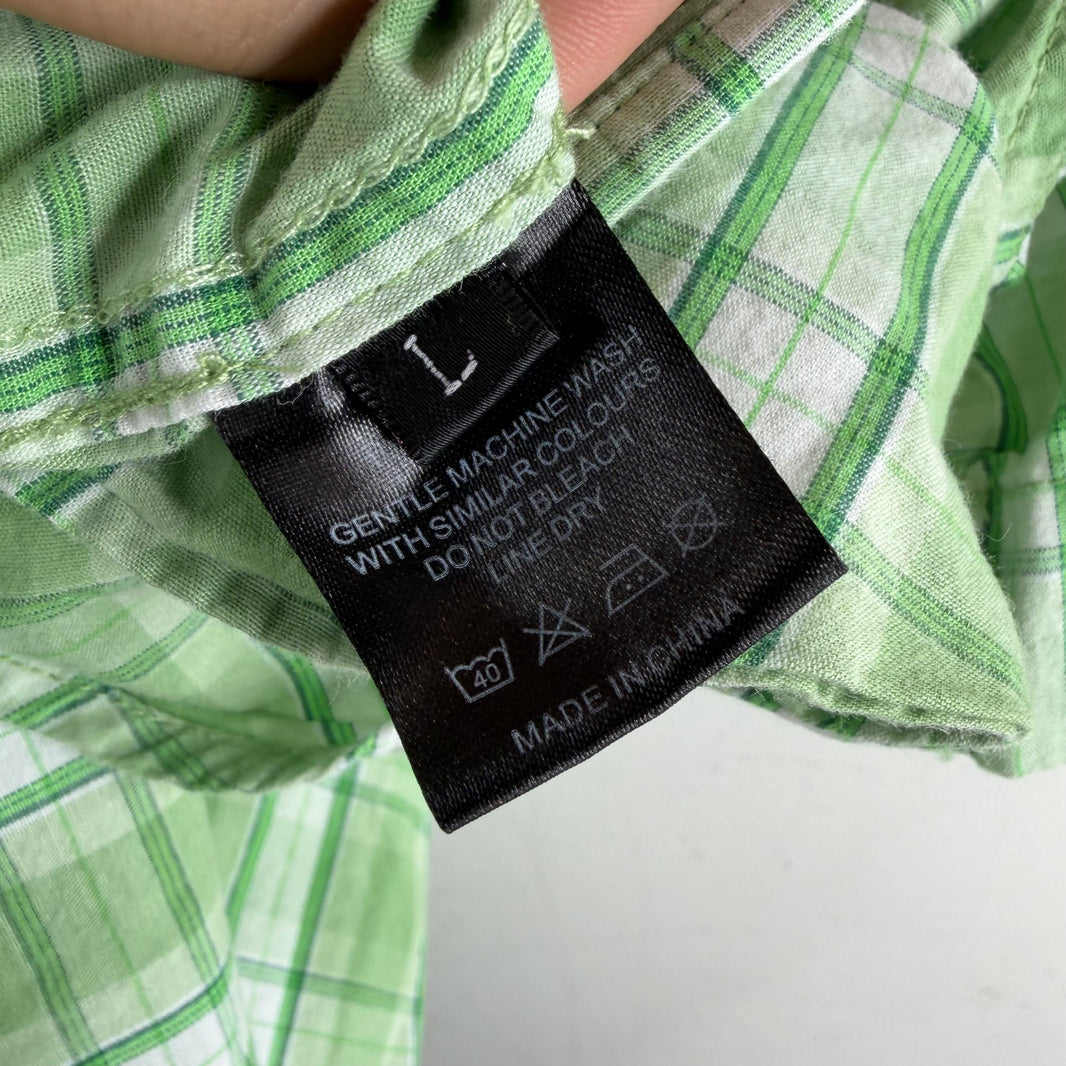 Aris Tatalovich Contestant Green Plaid S/S Button Up