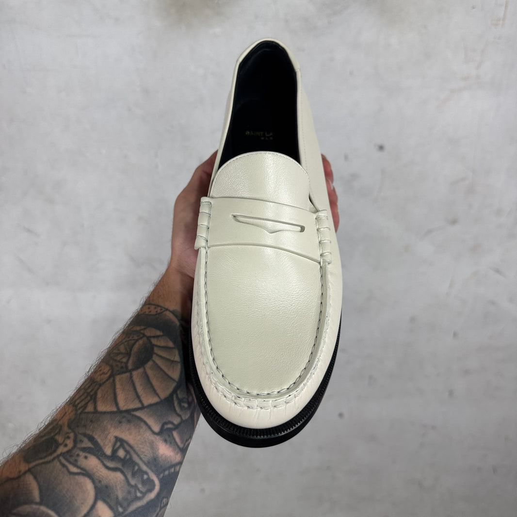 Saint Laurent Logo Beige Loafers