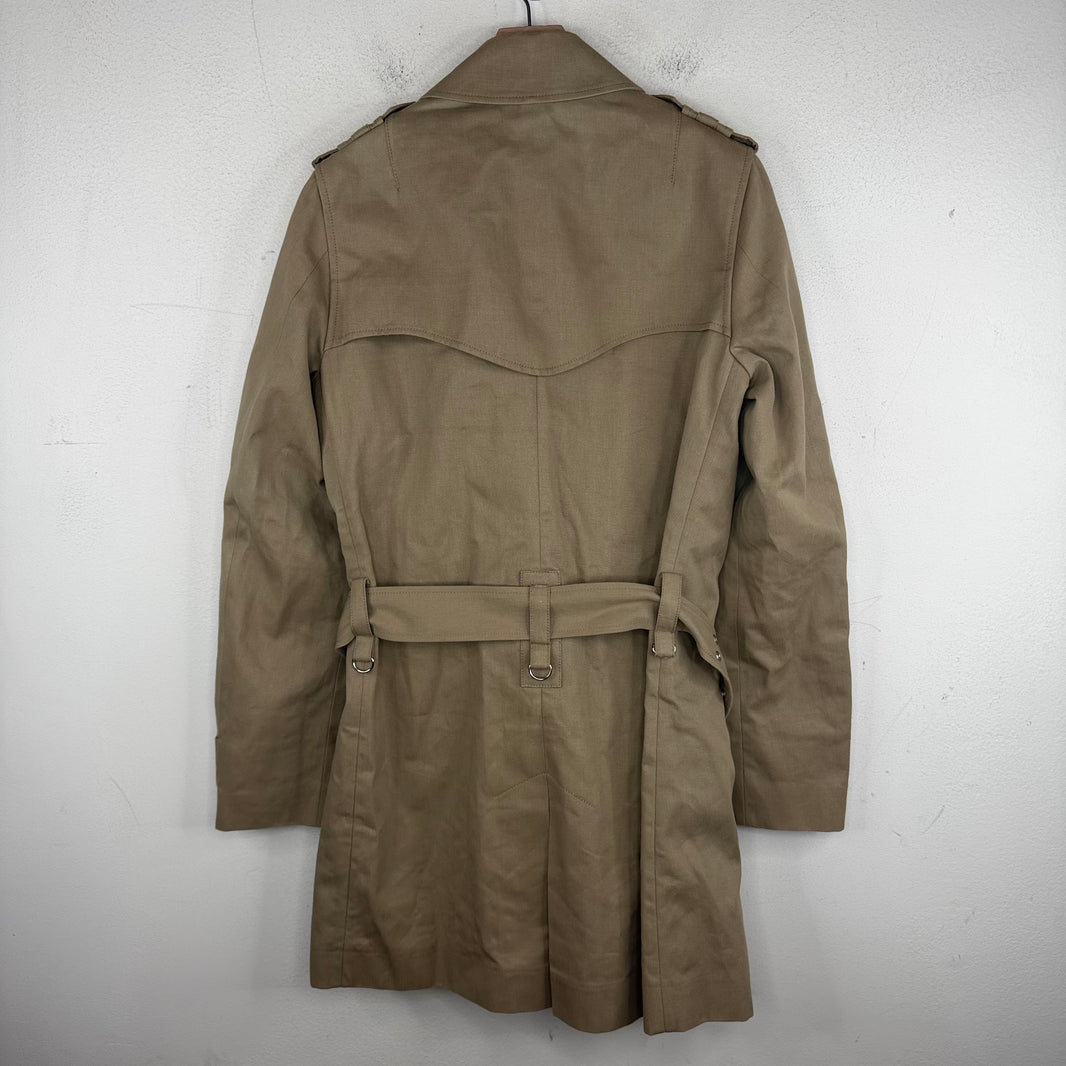 Balmain Belted Epaulet Beige Coat
