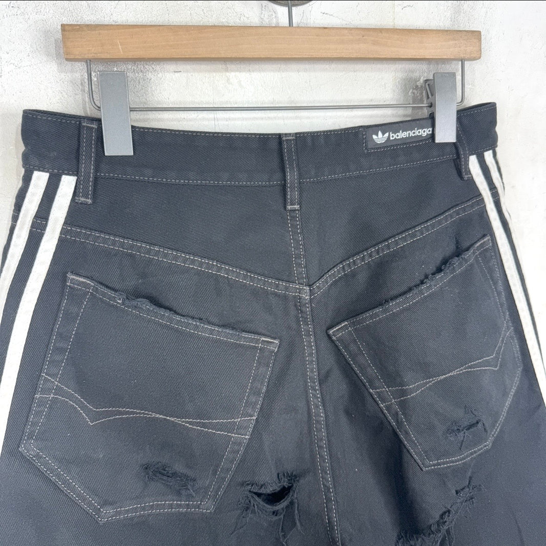 Balenciaga x Adidas Distressed Striped Shorts