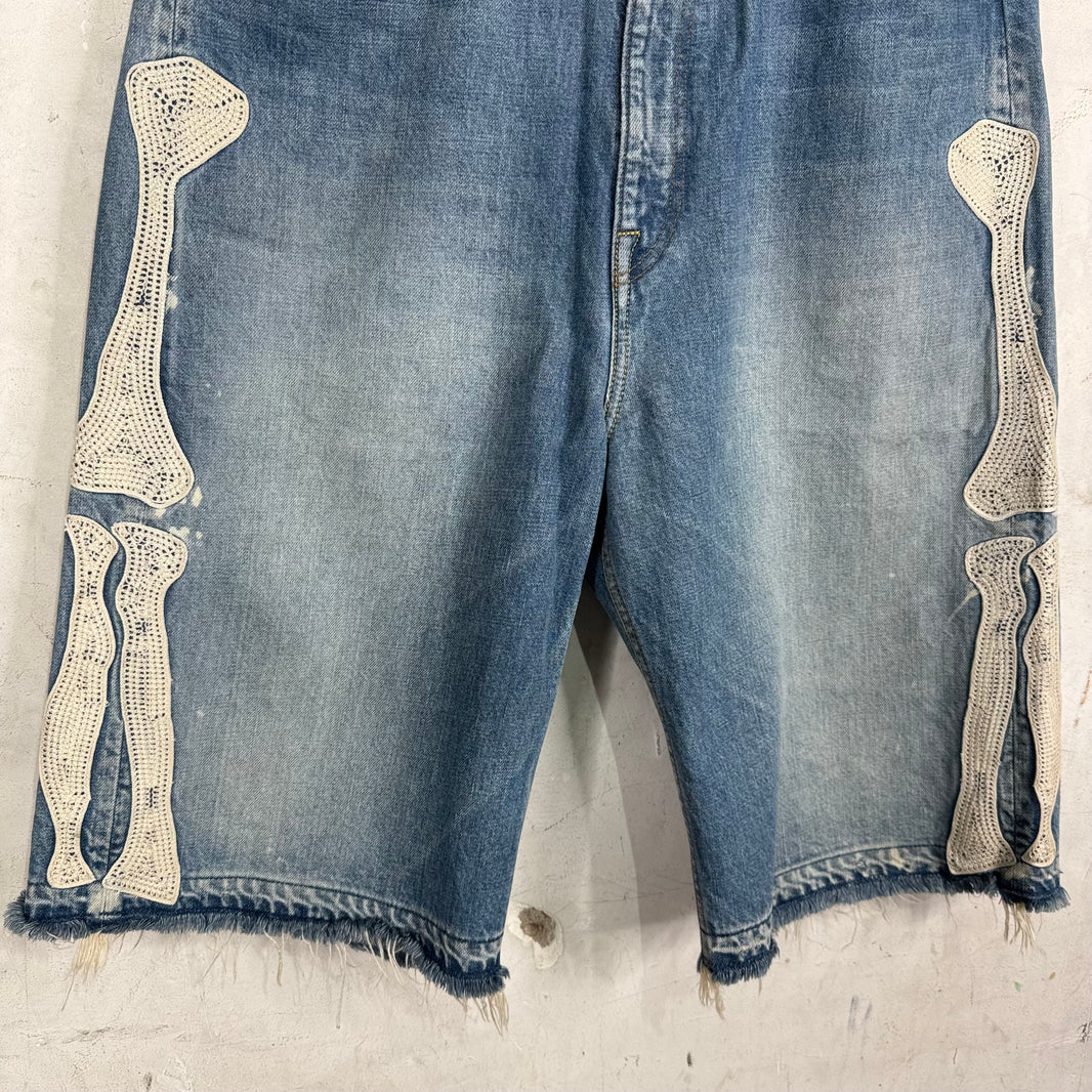 Kapital Blue Bone Denim Shorts
